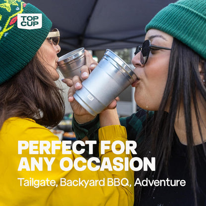 Top Cup – 16 Ounce, 30 Count, Reusable Aluminum Party Cups | Cold-Holding, Recyclable, Made in USA