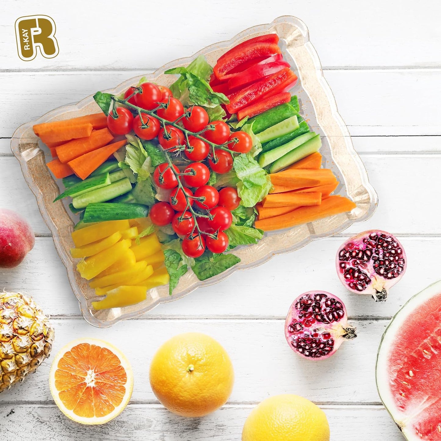 6 Pack Clear Plastic Serving Trays for Party, 9 x 13 Inch - Heavy Duty Plastic Trays for Food - Rectangular Party Serving Trays and Platters - Clear Disposable Trays