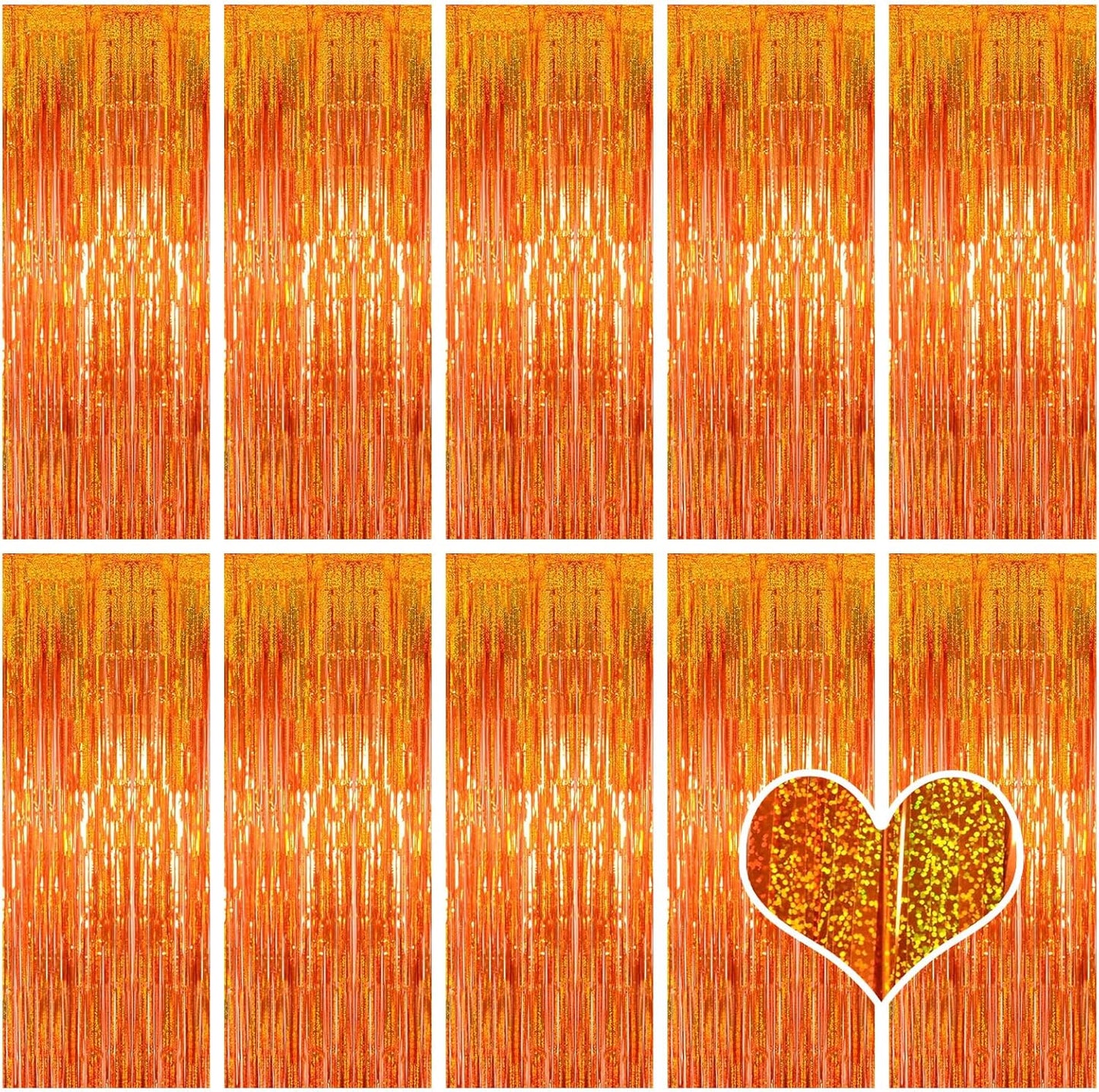 10 Pack Silver Backdrop Curtain 3.2ft x 8.2ft Metallic Tinsel Foil Fringe Curtains Photo Booth Background for Birthday Party Decoration Baby Shower Engagement Wedding Christmas Decoration (Silver)