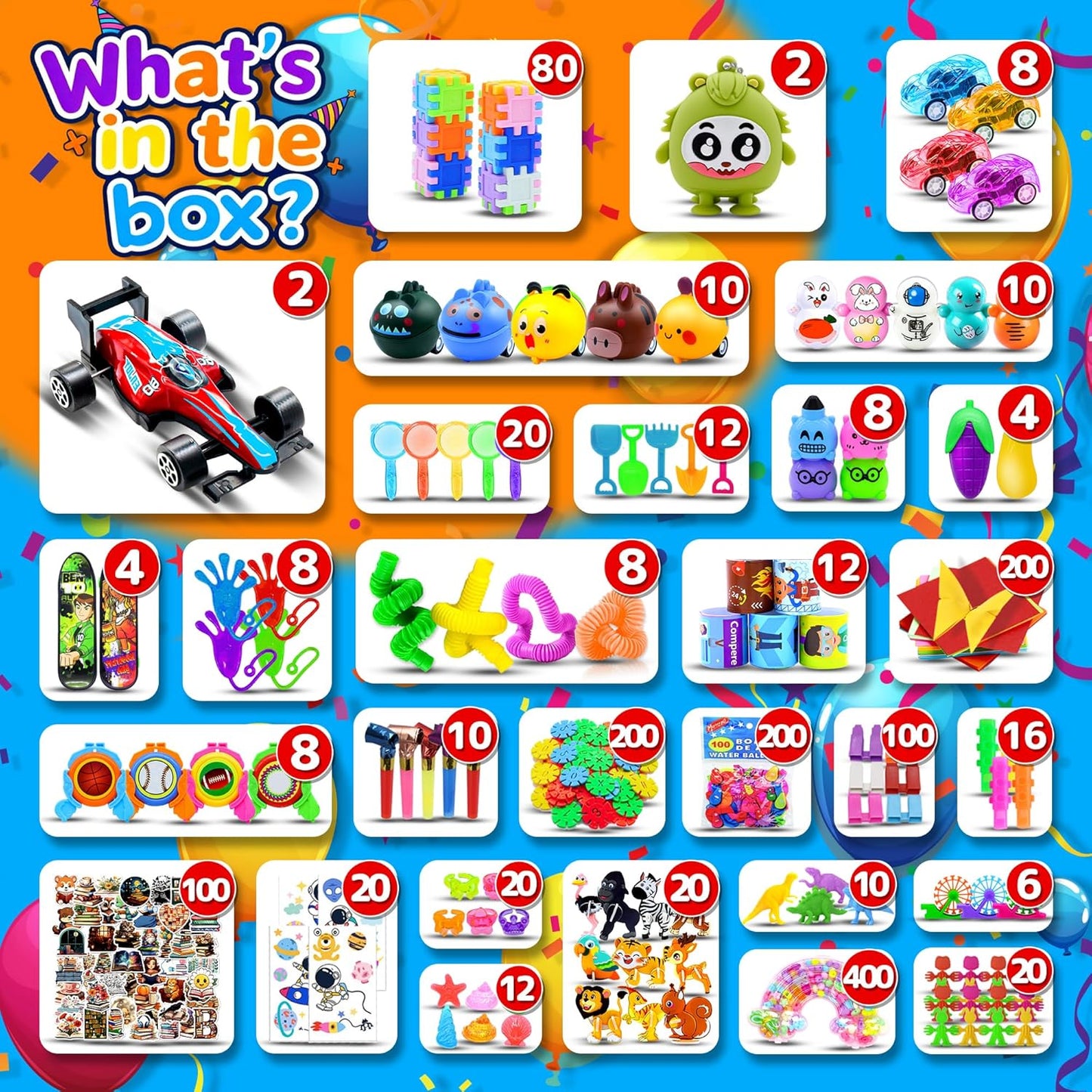 1000 PCS Party Favors for Kids, Bulk Fidget Toys,Goodie Bags Stuffers, Treasure Box Toy for Classroom Prizes, Birthday Gifts, Stocking Pinata Filler Stuffers