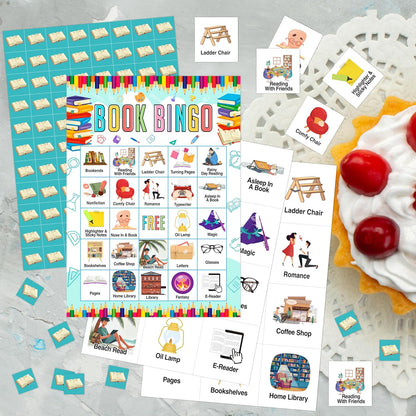 Book Bingo Game, Reading Party Bingo Cards Set, Read Themed Party Games Supplies for Book Lovers, Adults Family Friends Holiday Activities Favors Decorations for 24 Player, 01