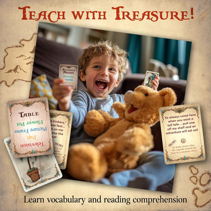 Word Treasures – Pirate Toys and Scavenger Hunt Games for Kids | Ages 4-8+, 1-4 players | Use for Sight Word Games, a Treasure Hunt, Memory Games or Puzzles for Kids Ages 4-8 | A Replayable Adventure!