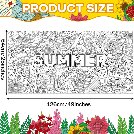 Giant Mandala Coloring Posters for Adults and Kids Jumbo Summer Coloring Tablecloth Large DIY Drawing Big Wall Pages Sheets Painting Book Art Craft Activity for Home Classroom Decor Supplies Favors