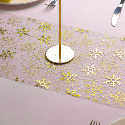 Snowkingdom 2 Pieces Gold Table Runner, Sequin Glitter Foil Metallic Thin Mesh Runner Roll 11"x108", Gold Table Decorations for Event Party, Wedding, Birthday Party, Christmas