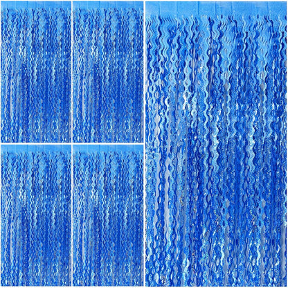 Tinsel Foil Fringe Curtains Wavy Backdrop for Parties Sparkle Metallic Wavy Foil Fringe Backdrop Curtain for Party Decorations Photo Booth Props for Birthday Graduation Wedding