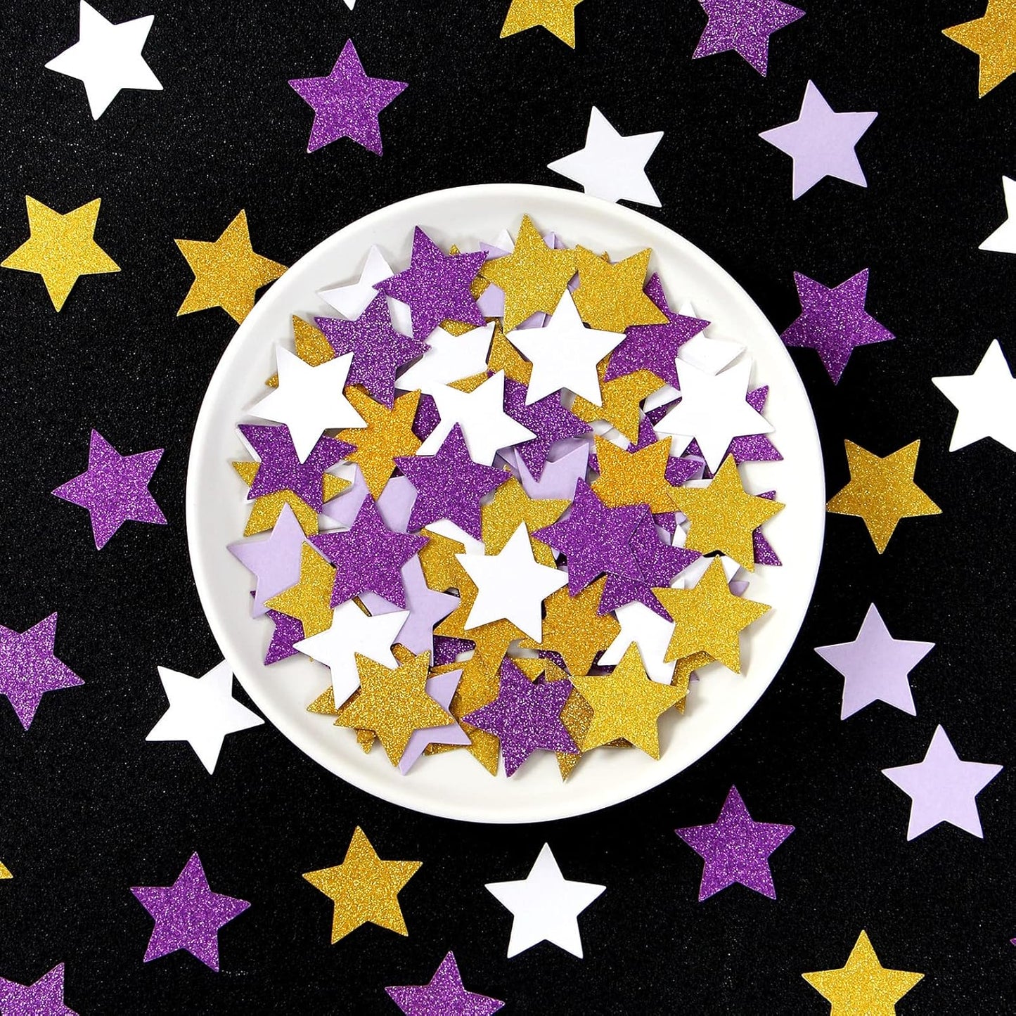 300pcs Navy Blue White Silver Confetti,Glitter Paper decor Twinkle Little Star Table Confetti,Birthday Graduation 2024 Fathers Day Wedding Baby Shower Party Decorations Circle Dots Lasting Surprise
