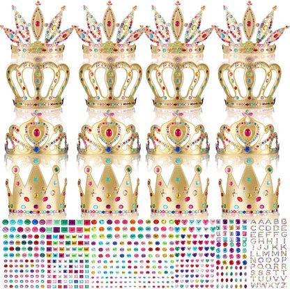Civaner 17 Pcs Princess Party Crowns Set DIY Tiaras Making Kit for Kids with Diamond Stickers, Party Favors and Supplies