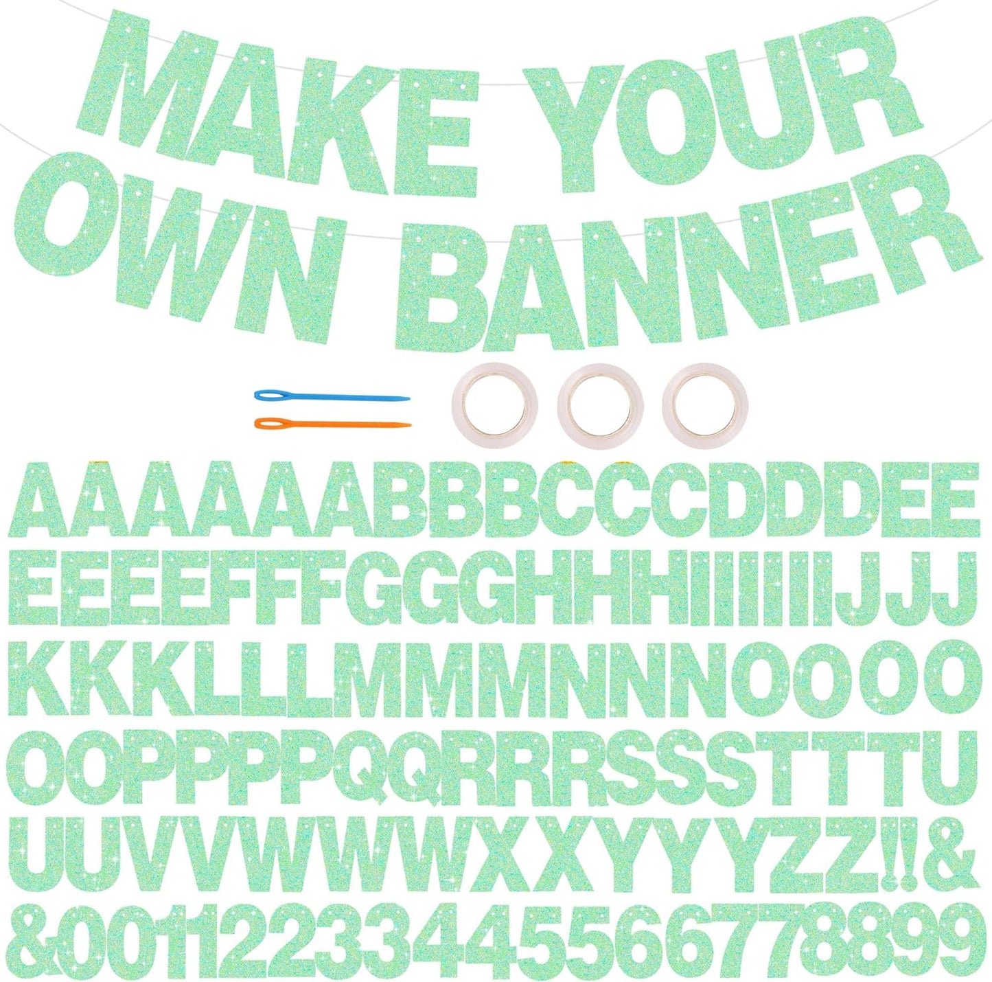 BEISHIDA 116 PCS A-Z DIY Letter Banner Kit Make Your Own Banner Including 111 Letters and Numbers 3 Rope and 2 Threading Device,Customized for Birthday Graduation Wedding Decor Black