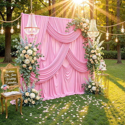 10ftx10ft Black Backdrop Curtains for Weddings Parties, Wrinkle Free 2 Panels Silky Polyester Photo Backdrop Drapes Back Drop Cloth Drapery for Birthday Mother'sDay Photography Background