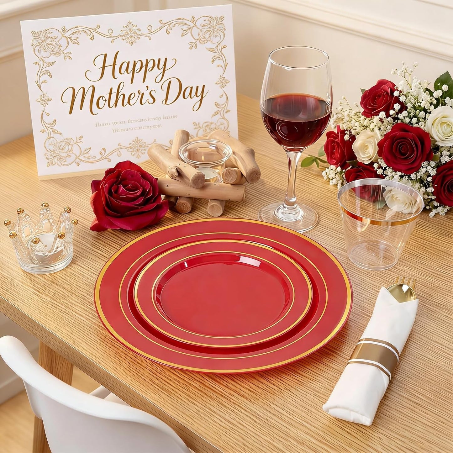 350 Pieces Black and Gold Plastic Plates with Disposable Silverware, Include 50 Dinner Plates 9”, 50 Dessert Plates 6.3”, 50 Black Cups 9 OZ, 50 Pre Rolled Napkins for Wedding Party Graduation