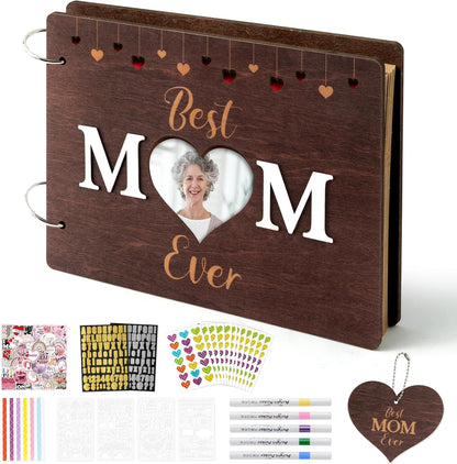 TICIAGA Congrats Grad Scrapbook Album Kit - 108PCS Large Wooden Graduation Photo Album Craft Set for Students, 11.8x8.6 Class of 2026 Memory Keepsake Book for High School College Graduation Party Gift