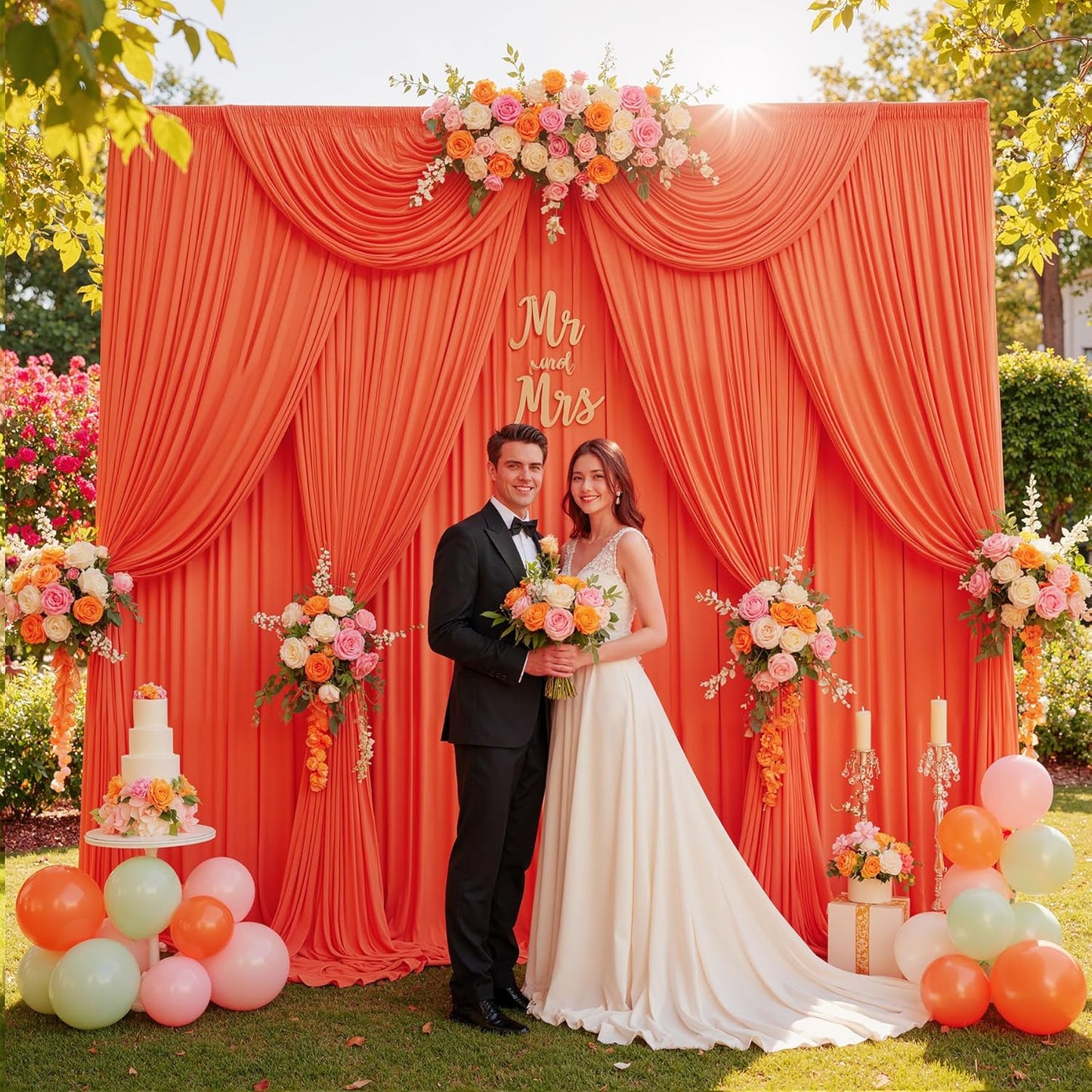 10ftx10ft Black Backdrop Curtains for Weddings Parties, Wrinkle Free 2 Panels Silky Polyester Photo Backdrop Drapes Back Drop Cloth Drapery for Birthday Mother'sDay Photography Background