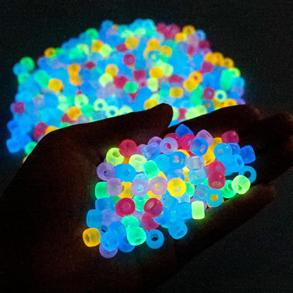 1000Pcs Glow in The Dark Pony Beads 9mm Plastic Kandi Beads Bulk for Friendship Bracelet Necklace Craft Jewelry Making Beads for Hair Braids 9 Color