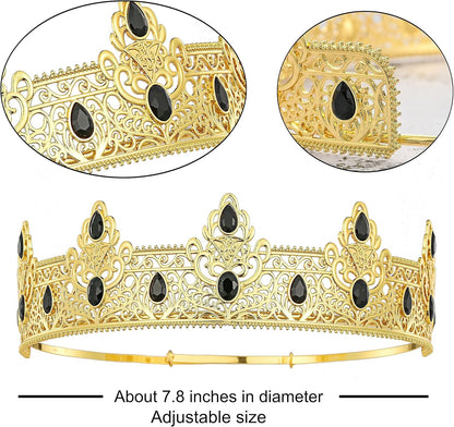 NA King Crown and Birthday Sash, Prom Decoration Gifts for Men (Gold-1)