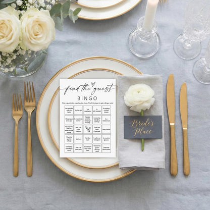 Minimalist Bridal Shower Bingo Cards, 25 Pcs Unique Bridal Bingo Game for Wedding Shower Parties and Guest Interaction - A01