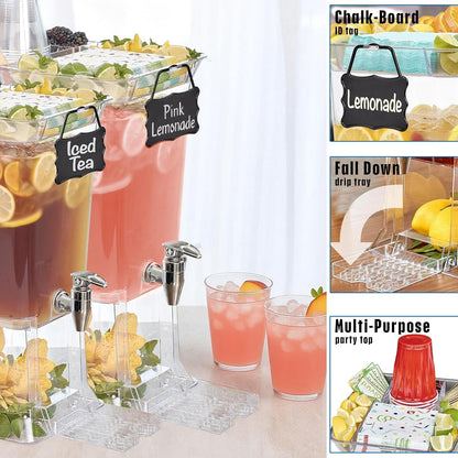 Buddeez Tritan™ Beverage Dispenser with Party Tray Lid - 2.5 Gallon Cold Drink Dispenser for Juice, Iced Tea, Lemonade, Water