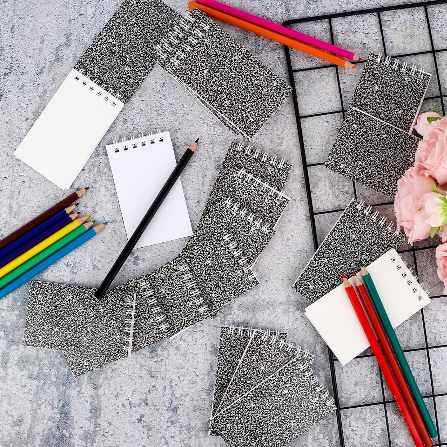 24 Pcs Mini Notebook Party Favor Small Pocket Notebook Colorful Shiny Cover Notebooks Small Spiral Notepad Memo Note Pads for Work Home Office School Classroom Supplies