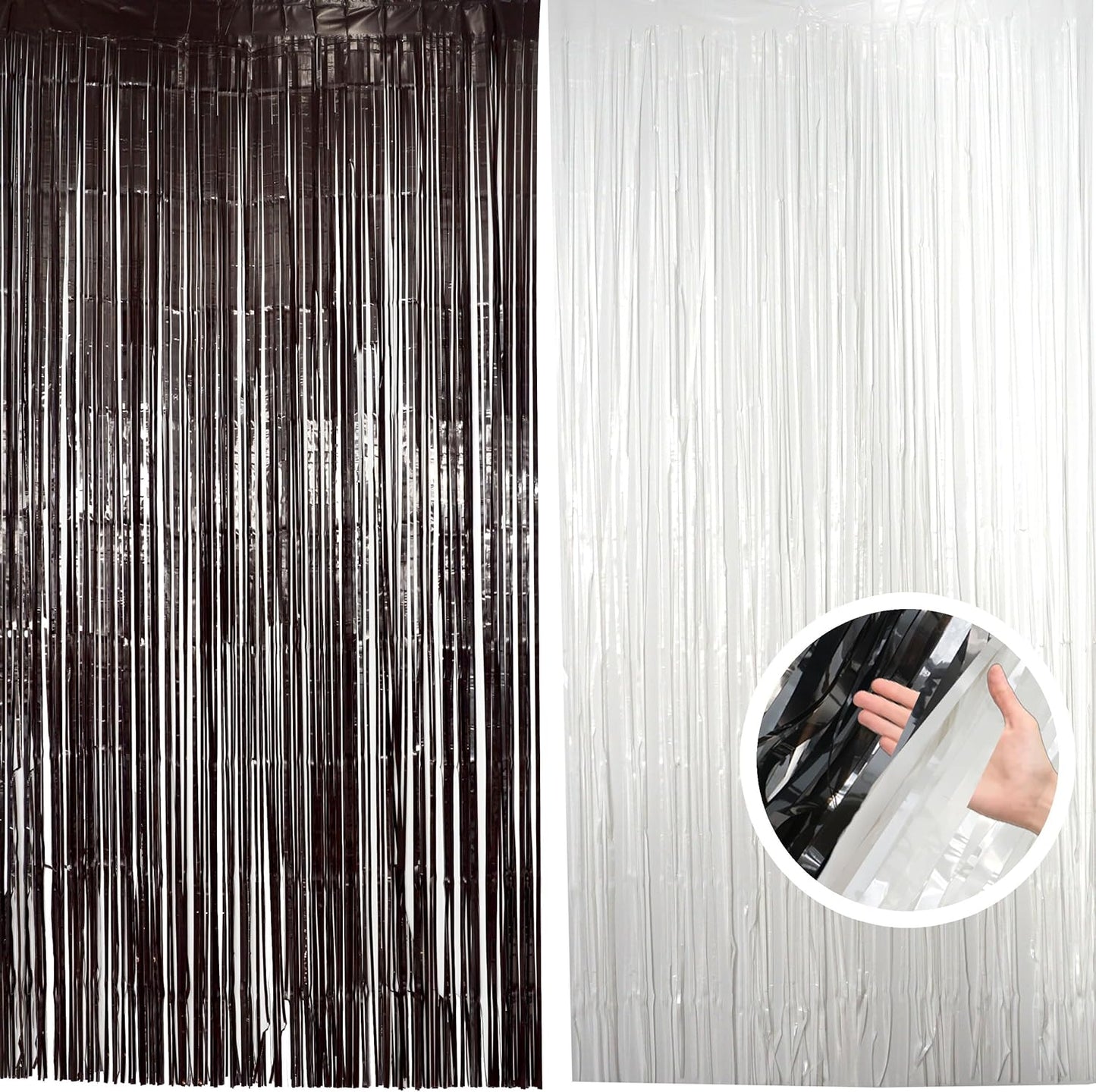Hampton Distribution 6 Pack Silver Foil Fringe Curtains, Silver Tinsel Backdrop Party Curtains, Party Supplies for Birthday, Holidays, Parties & More