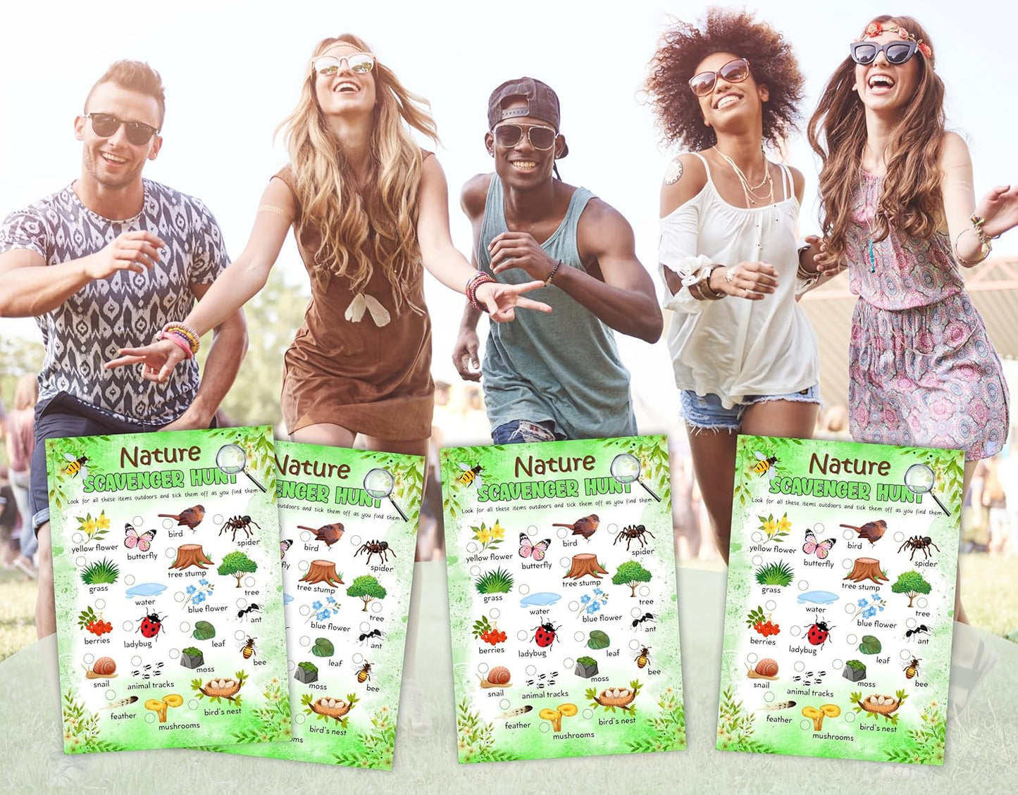 Nature Scavenger Treasure Hunt Game Cards, Outdoor Woodland Scavenger Hunt Games, Nature Theme Holiday Birthday Party Supplies Activities(25 Game Cards), 02