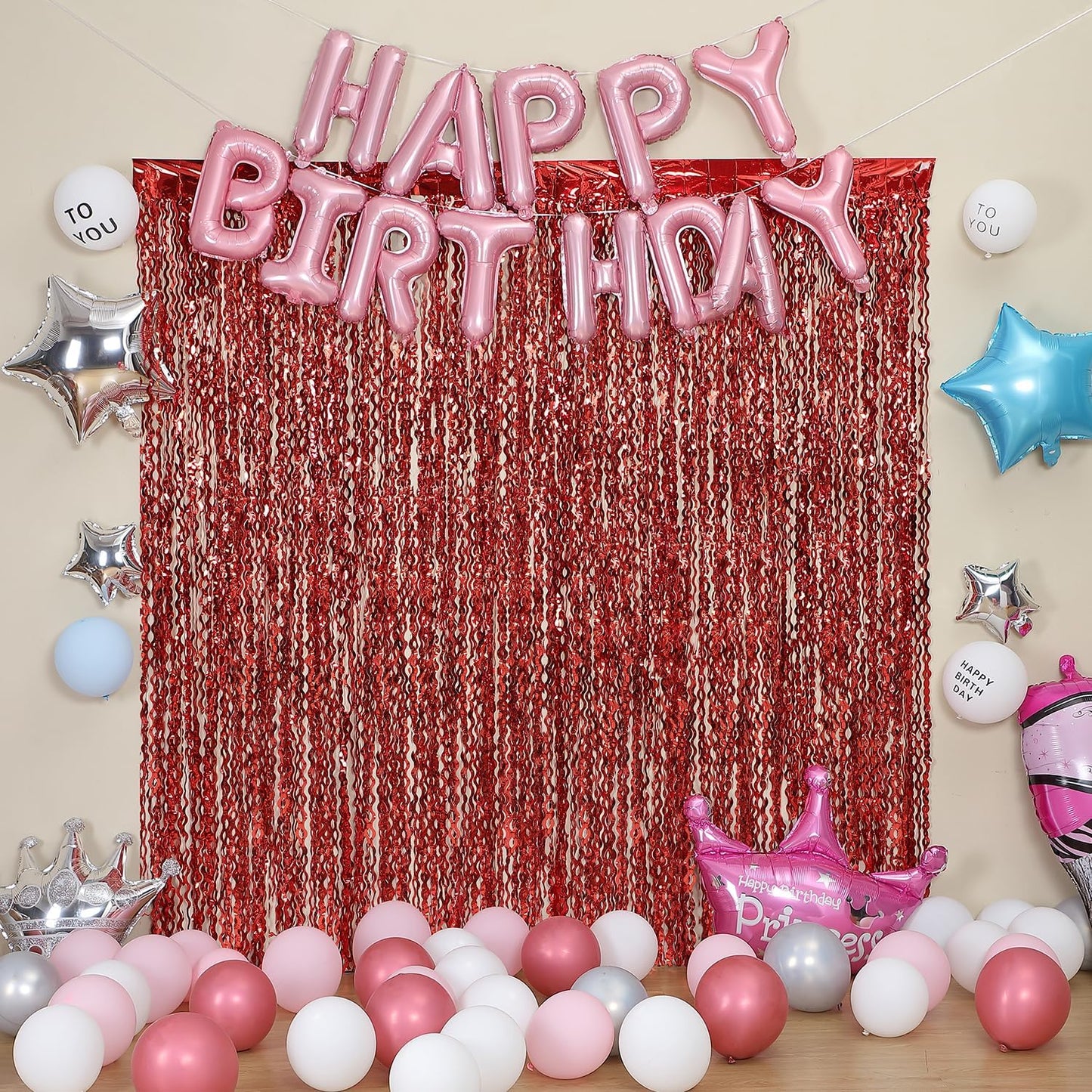 3 Pack Colorful Foil Fringe Curtain Backdrop - 6.6 x 3.3 ft Wavy Rainbow Tinsel Backdrop Curtain Metallic Streamers Iridescent Holiday Photo Booth Party Decorations