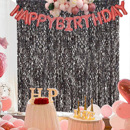 3 Pack Colorful Foil Fringe Curtain Backdrop - 6.6 x 3.3 ft Wavy Rainbow Tinsel Backdrop Curtain Metallic Streamers Iridescent Holiday Photo Booth Party Decorations