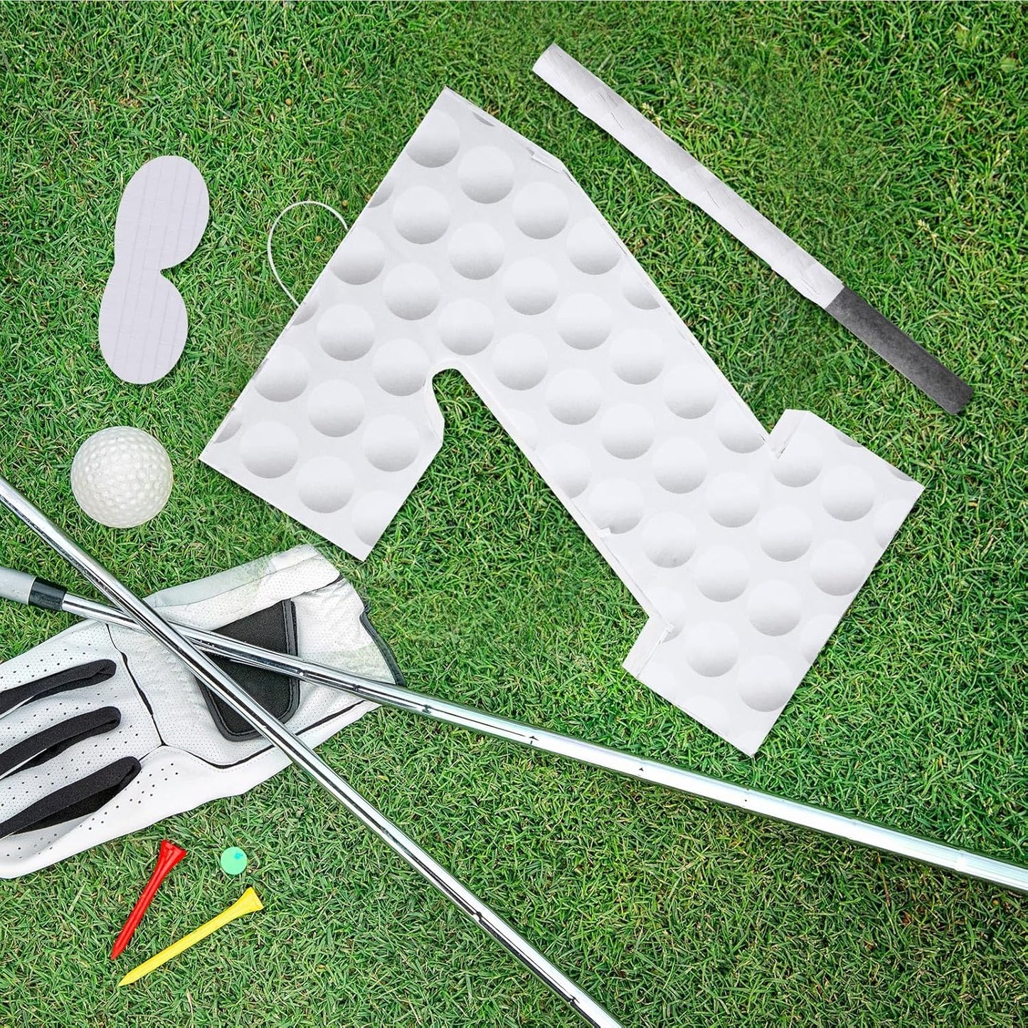 Gemscream Golf Number 7 Piñata with Stick Blindfold and Confetti Golf Birthday Decorations Sports Themed Piñata 7th Birthday Party Supplies