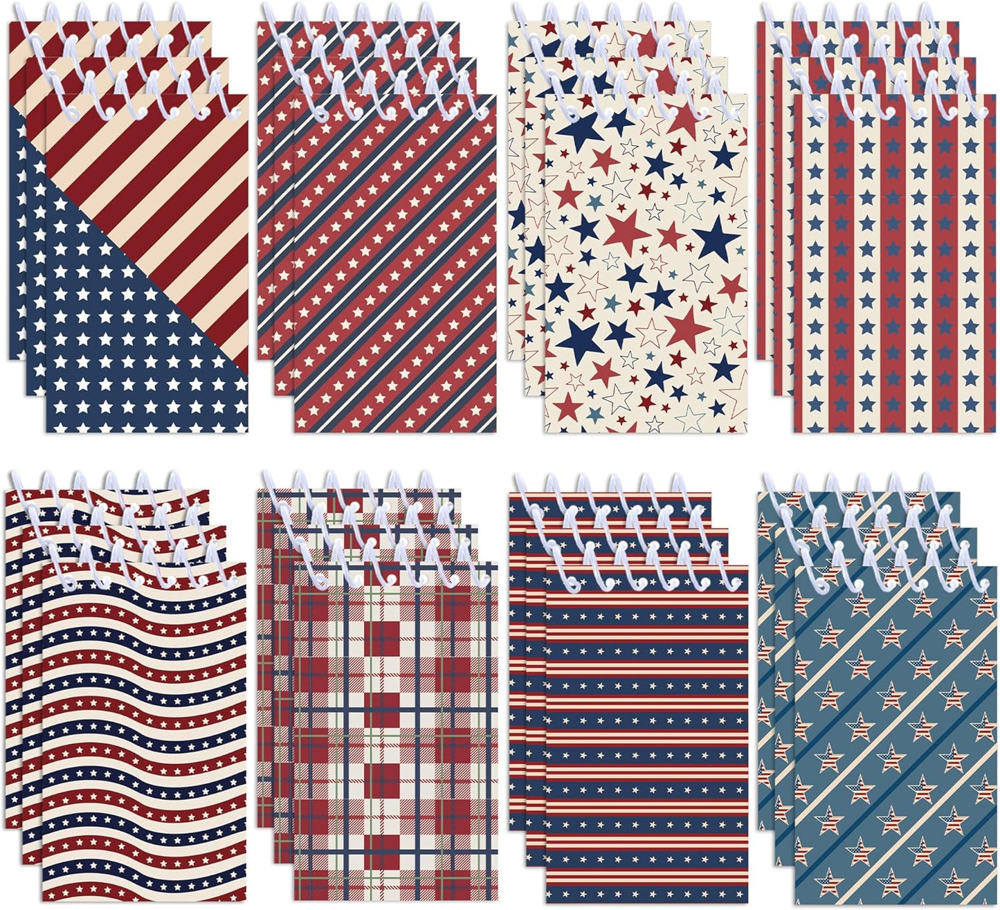 24 Pcs Vintage American Flag Mini Pocket Notebooks 2.36 x 3.94 Inch Vintage American Flag Pattern Small Notepads American National Day Them Birthday Party Favors Gift for Office Teacher Classroom Rewards