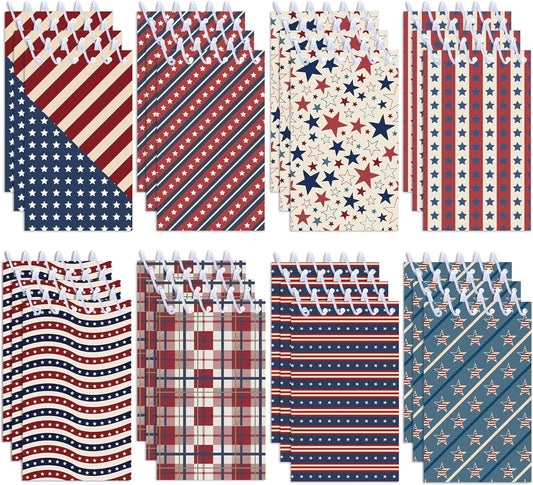 24 Pcs Vintage American Flag Mini Pocket Notebooks 2.36 x 3.94 Inch Vintage American Flag Pattern Small Notepads American National Day Them Birthday Party Favors Gift for Office Teacher Classroom Rewards