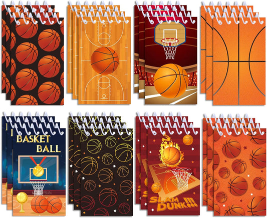 24 Pcs Sports Mini Notepads Basketball Baseball Football Soccer Party Favors Goodie Bag Stuffers Notepads Spiral Mini Notebooks for Teens Teacher Classroom Reward