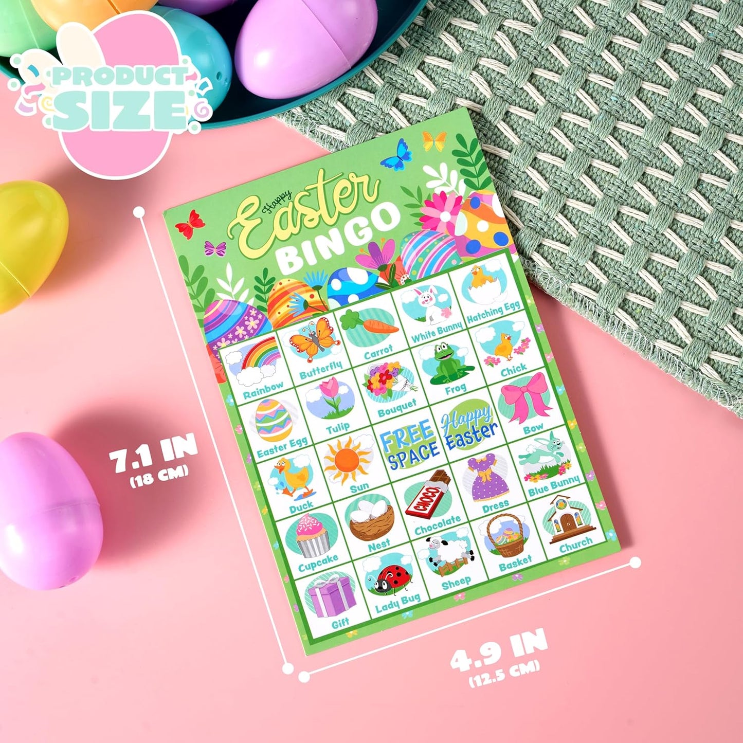JOYIN 28 Players Easter Bingo Card (5x5) with Blue Color for Kids, Boys, Girls and Adults, Easter Games, School Classroom Activities and Easter Basket Stuffers