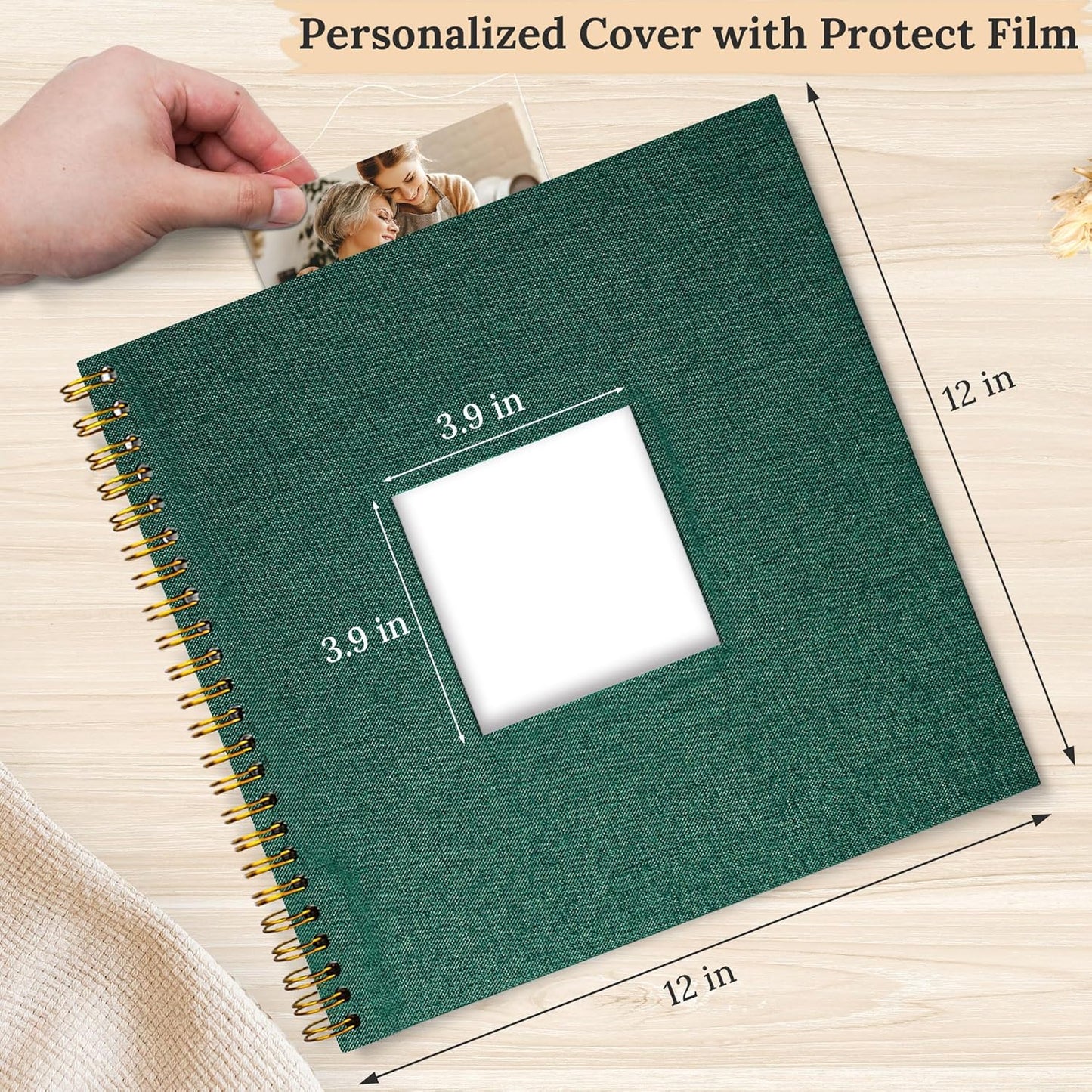 8 x 8 Inch Scrapbook Photo Album Linen Cover 20 Sheets/ 40 Pages, Hardcover Kraft White Pages Memory Book, for Travel Wedding Guest Book Christmas Baby Shower Fits 4x6 & Instant Photos, Beige