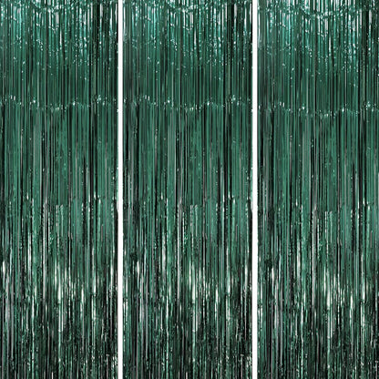 Voircoloria 3 Pack 3.3x8.2 Feet Gold Foil Fringe Backdrop Curtains, Tinsel Streamers, Fringe Backdrop for 2025 New Years Eve, Graduation, Birthday, Baby Shower, Gender Reveal, Disco Party - Colors B