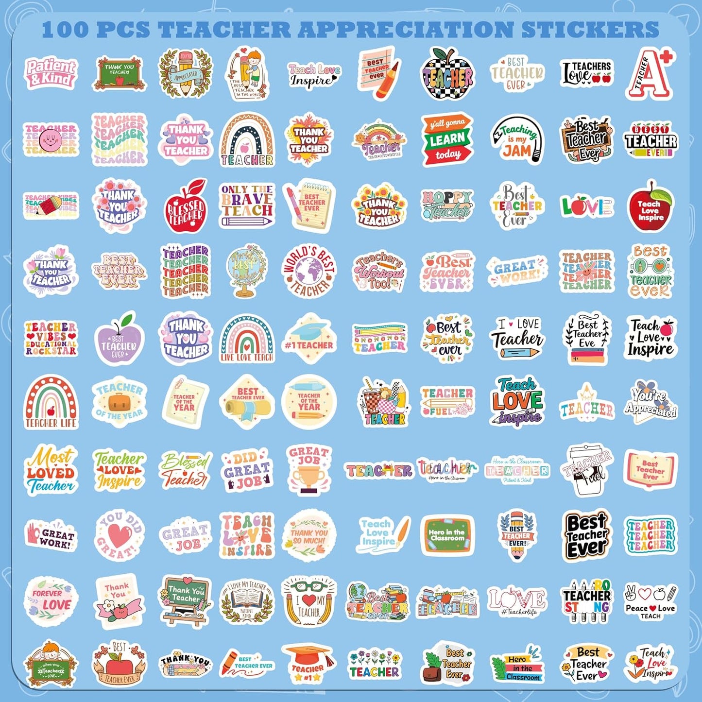 OHOME 100 PCS Water Bottle Stickers for Kids,Cute Animal Aesthetic Sticker Pack - Waterproof Vinyl Kawaii Stickers for Girls Boy Classroom Prizes,Party Favors for Scrapbook, Laptops, Journal,Birthday