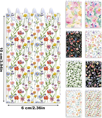 24pcs Floral Mini Spiral Notebooks Small Flowers Mini Notepads DIY Art Crafts for Spring Theme Wedding Birthday Party Gifts School Rewards Favors Supplies