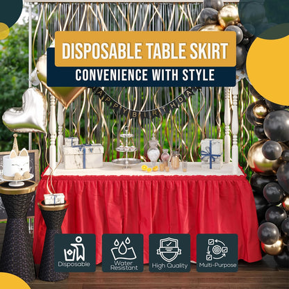 Exquisite Ruffle Table Skirt Pink 6 Pack 14 Ft Long Table Skirts for Rectangle Tables 6ft Plus or Round Tables Skirts with Adhesive Strip for Gender Reveal Decor & Happy Birthday Parties