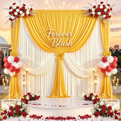 10 ft x 10 ft Wrinkle Free White Backdrop Curtains for Wedding Parties, Polyester Photography Backdrop Drapes for Birthday Parties Stage Backdrop Stand, 2 Panels 5x10FT Background Curtains