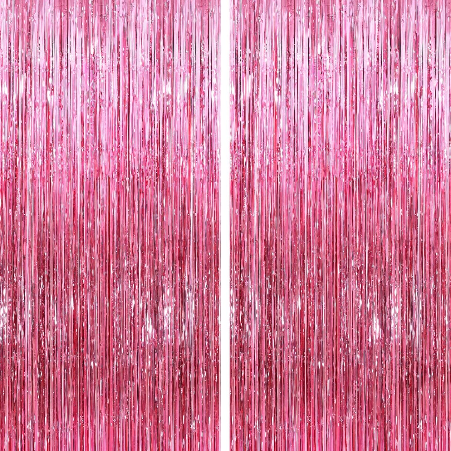 GCB 2Pack Black Metallic Tinsel Foil Fringe Curtains, Black Foil Curtain Backdrop, Photo Booth Props for Birthday Wedding Baby Shower Bachelorette Xmas Celebration Party Decorations Door Streamers
