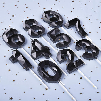 PHD CAKE 2.76 Inch Crystal Black 9 Number Birthday Candles, Black Number Candles, Cake Number Candles, Party Celebration