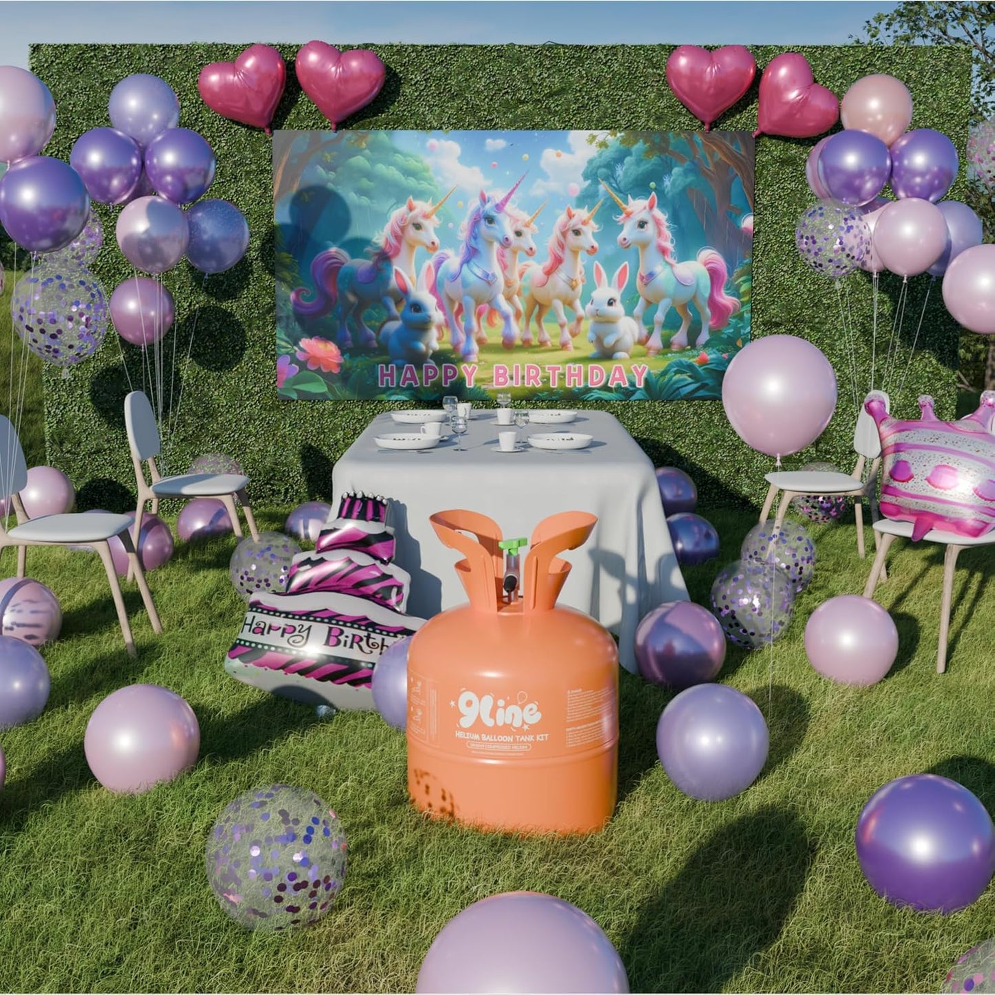 13L Helium Tank Up To 50 LatexBalloons, Helium Tank For Balloons At Home,50 Latex Balloons, Curling Ribbon and Balloon Tie Tool