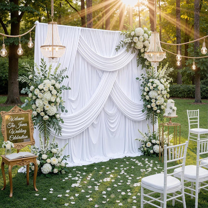10ftx10ft Black Backdrop Curtains for Weddings Parties, Wrinkle Free 2 Panels Silky Polyester Photo Backdrop Drapes Back Drop Cloth Drapery for Birthday Mother'sDay Photography Background