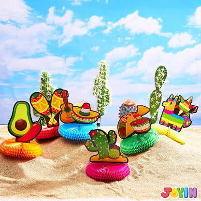 JOYIN 6 PCs Cinco De Mayo Fiesta Honeycomb Table Centerpiece 8.5” Party Decoration for Fun Fiesta Taco Party Supplies, Luau Event Photo Props, Mexican Theme for Carnivals Festivals
