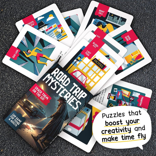 WELL BALANCED Road Trip Mysteries - Car Game for Adults & Teens, Road Trip Travel Essentials