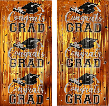 Gradution Party Suppiles Backdrop Decoration 2026, Claas of 2026 Streamer Tinsel Foil Fringe Curtains, Photo Booth Prop Backdrop, Black Grad Photo Backgrounds