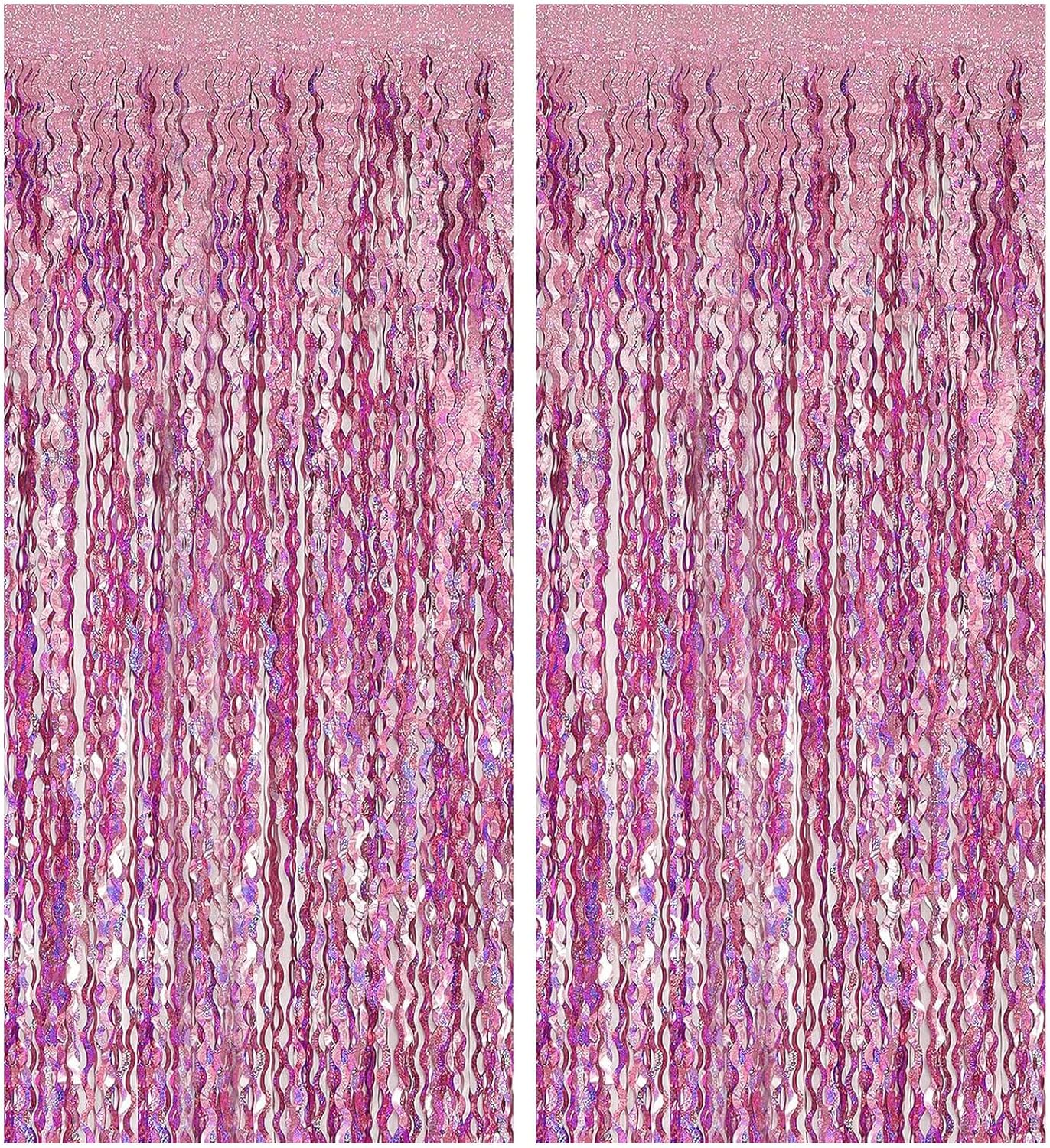 Tinsel Foil Fringe Curtains Wavy Backdrop for Parties Sparkle Metallic Wavy Foil Fringe Backdrop Curtain for Party Decorations Photo Booth Props for Birthday Graduation Wedding