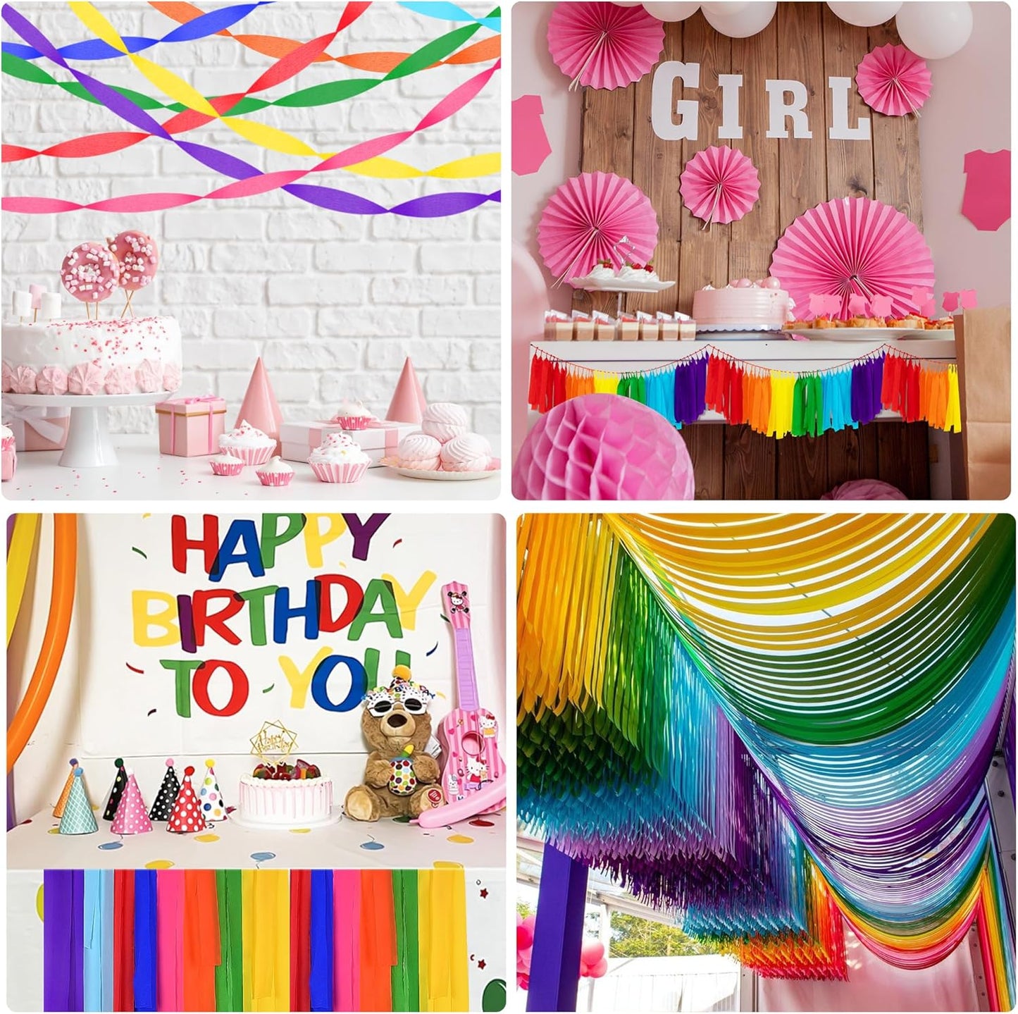 Oubest Crepe Paper Streamers 2.2 Inch x 656 Feet Ideal Party Supplies & Decorations for Birthdays Baby Showers Bachelorettes Weddings DIY, 8 Rolls Pastel Streamers Backdrops, Doorway & Wall Decor