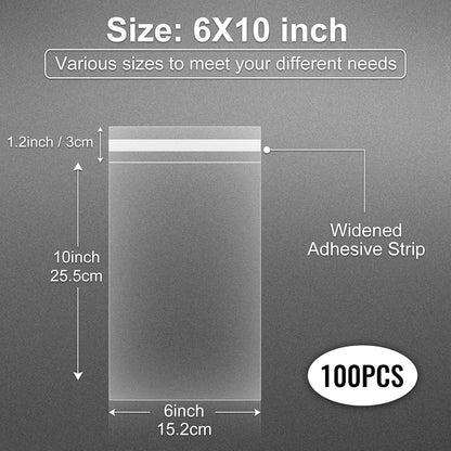 Clear Candy Bags 100pcs 6X10 Cellophane Treat Bag Party Favor Goodie Cake Pop Gift Apple Cello for Gift Baskets Bakery Cookie with Ties