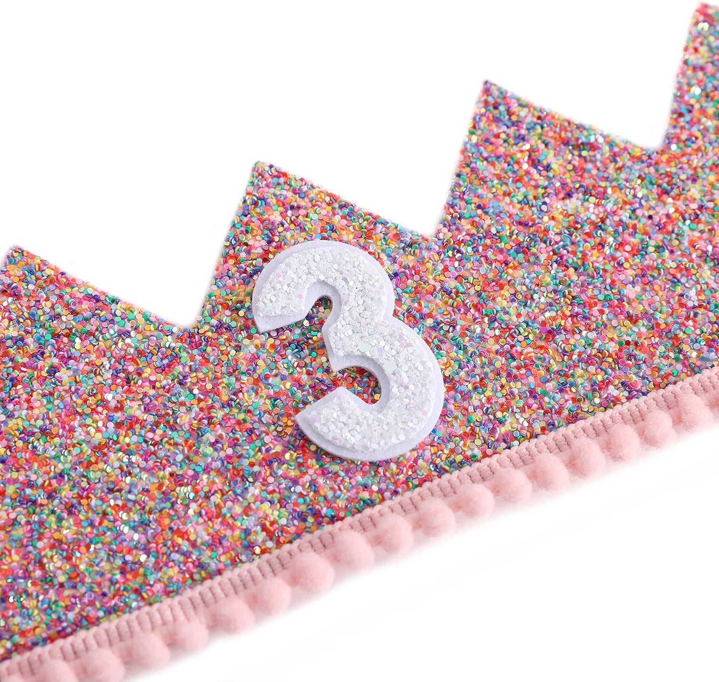 Rainbow Crown - 4th Birthday Party Glitter Crown, Kids Birthday Hats, Baby Photo Props, Little Girls Hair Accessories