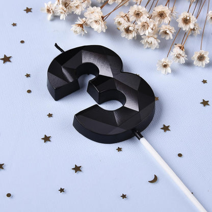 PHD CAKE 2.76 Inch Crystal Black 9 Number Birthday Candles, Black Number Candles, Cake Number Candles, Party Celebration