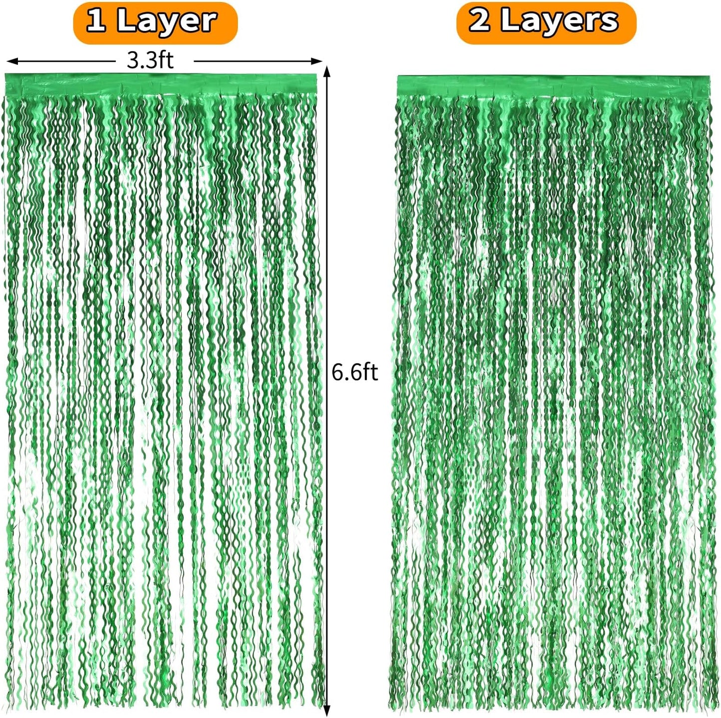 4 Pack Wavy Champagne Gold Metallic Tinsel Foil Fringe Curtains Backdrop - 3.3X6.6ft Foil Fringe Backdrop for Parties | Door Streamers for Birthday | Photo Booth Backdrops Party Decor