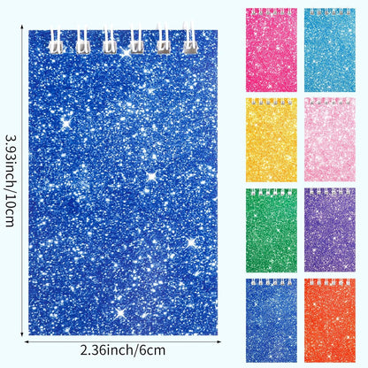 24 Pcs Mini Notebook Party Favor Small Pocket Notebook Colorful Shiny Cover Notebooks Small Spiral Notepad Memo Note Pads for Work Home Office School Classroom Supplies